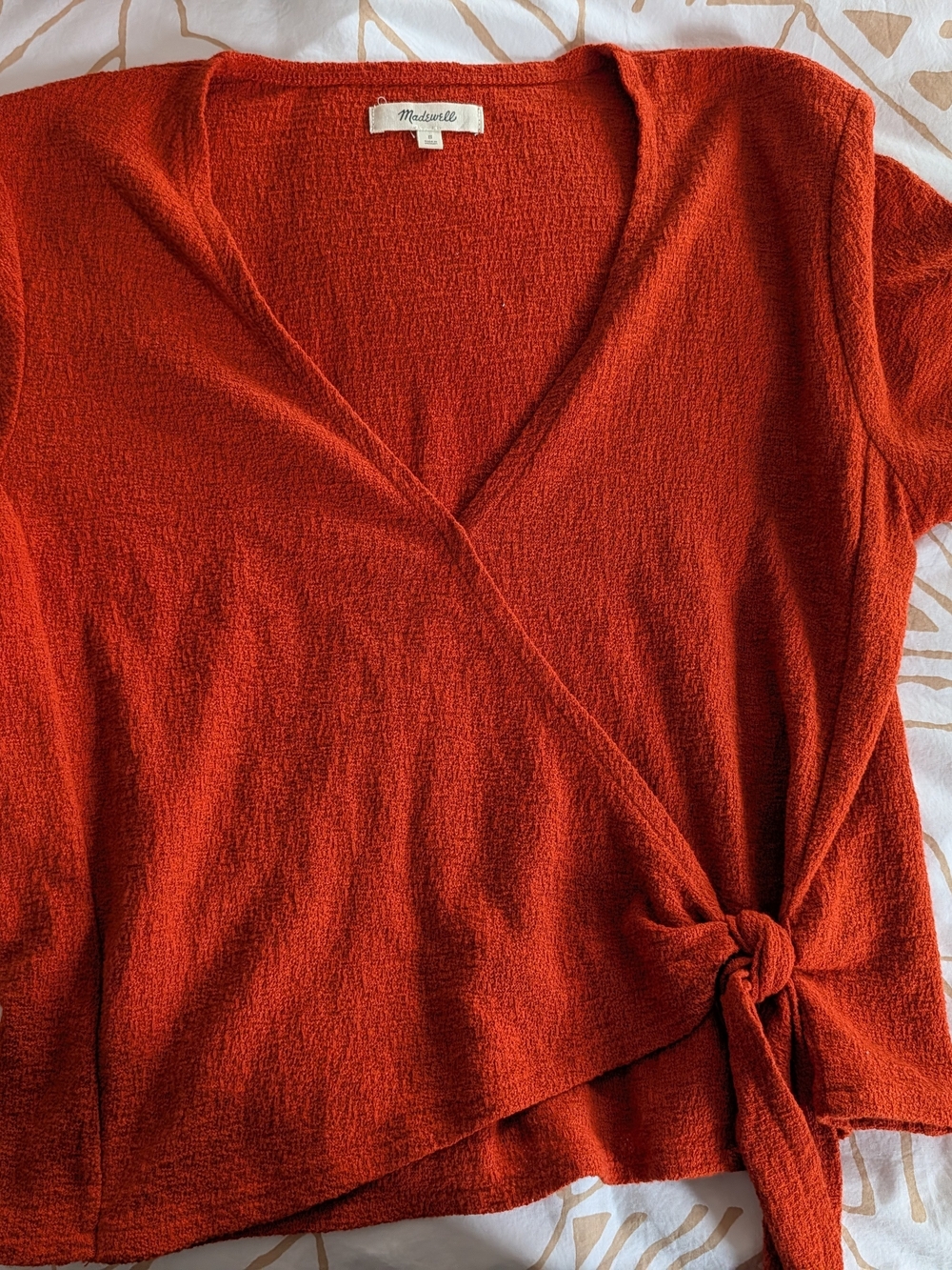 Madewell Orange Wrap Shirt Size Small